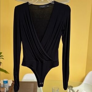 Iris Setlakwe Elegant Black Wrap Bodysuit